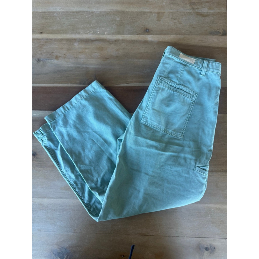 AG Adriano Goldschmied Green Wide Barrel Leg Pants Size 27